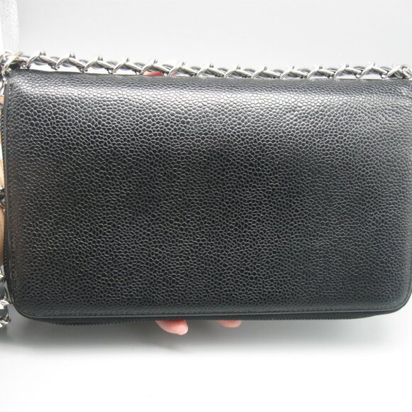 Vintage Chanel Black Caviar Leather Long Bag Wallet - Picture 2 of 16